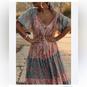 Spell free people Rae juniper gown boho dress